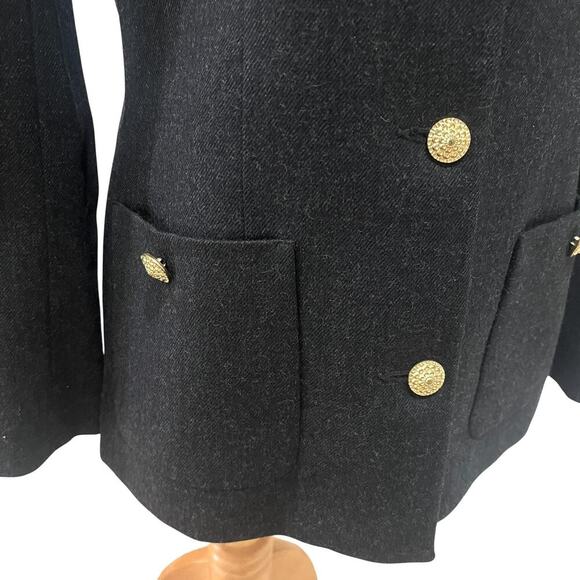 Vintage Saville Blazer Womens 10 Gray Wool Gold Button Made USA Structured 80s - Picture 4 of 10